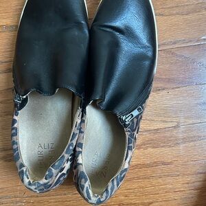 Naturalizer Black and Leopard Print Wedges